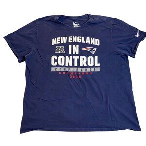 Nike Mens Tee XXL New England Patriots 2016 AFC Champions Navy Blue Athletic Fit